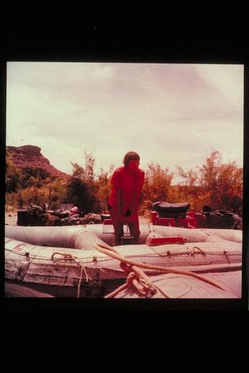 Georgie White "mans" the pumps.  Paria Riffle