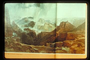 Moran's painting "The Chasm of the Colorado."  Stretch of river from Powell's Plateau and terrain from Muav Canyon