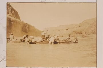 Pushing off a sand bar above Wa-weap.  The LaRue junket from Hall Creek to Lees Ferry