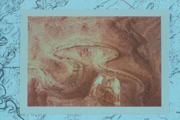 Butte 5097 and the sinuous course of the drainage near it in Stevens Canyon