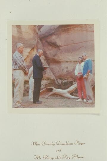Bering Monroe, Barbara Monroe hidden, Bill Wells, Dorothy and Harry Aleson at their wedding.  The Chapel, Glen Canyon, Mile 118.5
