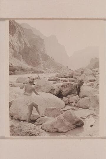 The lines get involved in the lining of Lava Falls.  Margaret Marston at the left.  John Riffey at the right