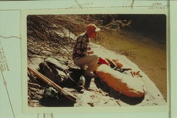 Pat Reilly inflating boat for run from below Glen Canyon Dam to Lees Ferry