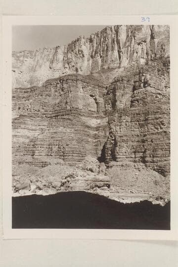 Out from side canyon at Mile 24 1/2.  The rock center is Stanton's Marble Pier