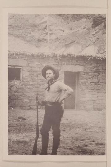 Leo G. Brown in front of the fort at Lees Ferry
