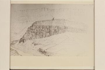 Original sketch marked Plate 6 and captioned:  "Cliff opposite mouth of Chuar lava canon"