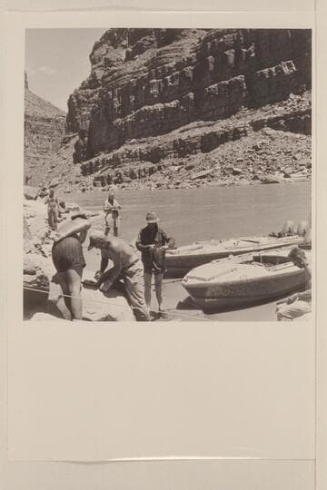 Replacing shields on the "Bootoo" and the "Cactus."  Left to right in foreground:  Belknap, Sanderson, Taylor.  In background:  Eisaman and Masland.  Cutler at right foreground