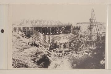 Headgate at Sharp's--Colorado River.  Construction work