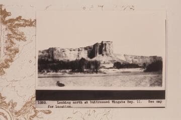 Buttressed Wingate at upriver side of Mineral Canyon.  Mile 51