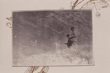 Dubendorff at inscriptions below mouth of Smith Fork, Glen Canyon, Mile 131.8