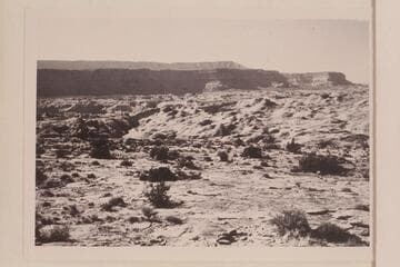 Fifty Mile Mountain.  Sixty Mile Point.  Drainage to Music Temple left of center.  From plateau west of Nasja Creek at overlook to San Juan River