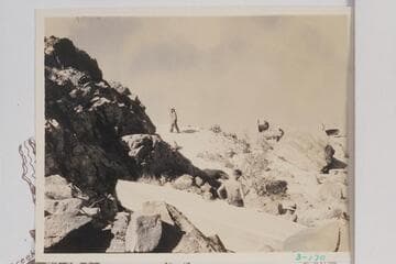 Examining boat tied 1/4 mile above Hermit Rapid which the Dusty Dozen believed was used in the attempt to rescue the Hyde couple.  There is no evidence that this boat was used for the Hyde rescue