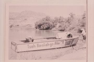 Art Greene's metal boat used in Glen Canyon