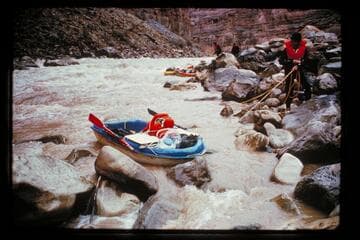 Line at Dark Canyon rapids, Mile 182.7