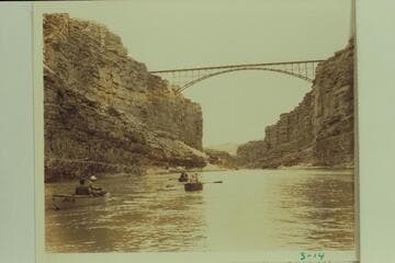 Upriver to highway bridge crossing Marble Gorge at Mile 4 1/2