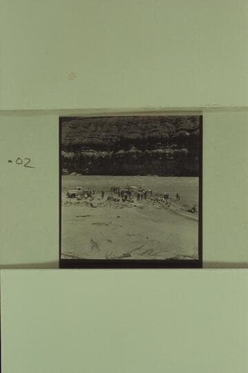 The Wright-Rigg outfit launches the Chris-Craft kit cruiser at Paria Riffle just prior to departure with the fleet of sadirons for a traverse of the Grand Canyon