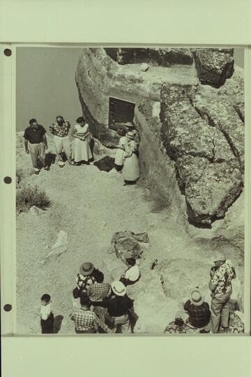 Unveiling of Nevills plaque.  Goldwater, Masland, Joan, Sandra, Mary Abbott, Mae Nevills