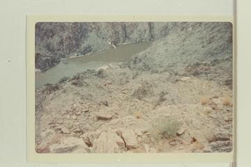 Descent route east of old trail to mouth of Horn Creek which Butchart has used.  The old trail descends directly north of the small butte northeast of northern tip of Dana Butte