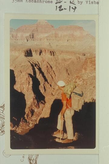 Visbak looks up the Inner Gorge from the Tonto opposite Tuna Creek