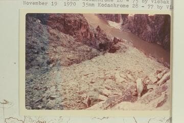 Old trail descends here to river, directly north of butte from 35mm Kodachrome 26-75 by Visbak