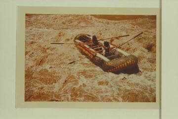 Pontoon No. 1 in Vulcan Rapid.  Bruce and Clarke Lium at the oars