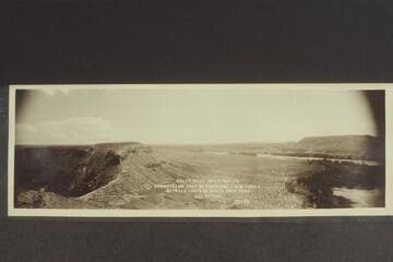 Green River Investigation; downstream, half of panorama, from saddle between loops of Horseshoe Bend