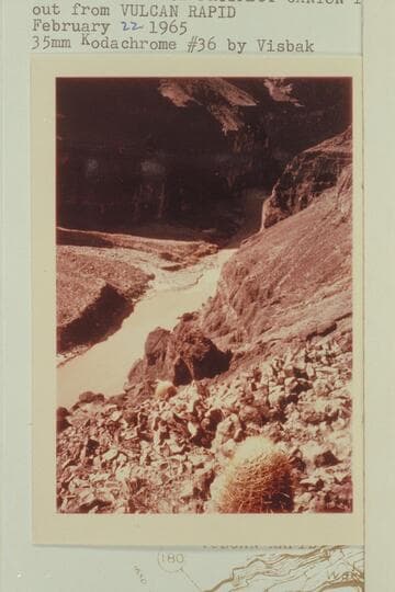 Down to mouth of Prospect Canyon from trail out from Vulcan Rapid