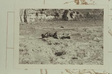 George Stewart's 10-man clear of the hole in Coal Creek Rapid and heading downriver bow on and half full of water.  The entrance was off to the right about 10 ft.  Bud Rusho afterwards ran the proper course with no difficulty