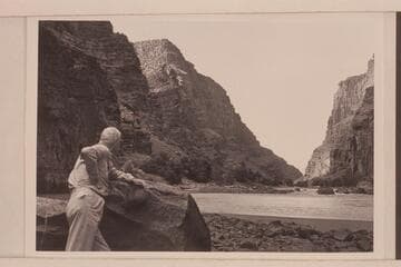Joe Desloge studies Backus Rapid from below Canyon of Ladore