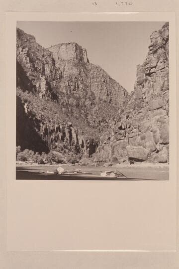 Downriver from beach at left bank below Triplet Falls.  Morning