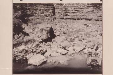 Boats moored near head of lagoon at mouth of Supai Creek-  "Bootoo", "Rattlesnake" and "Cactus"