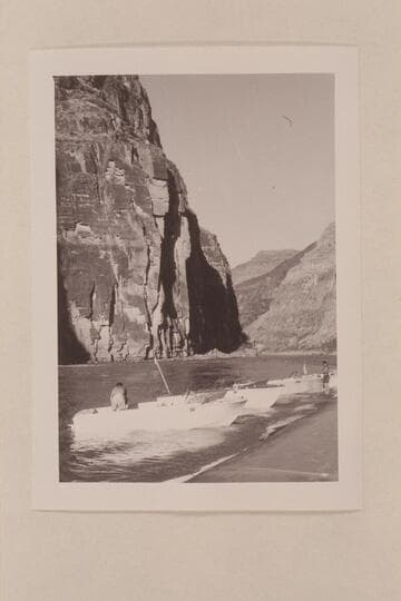 Four jet boats moored at lower end of Vulcan Rapid