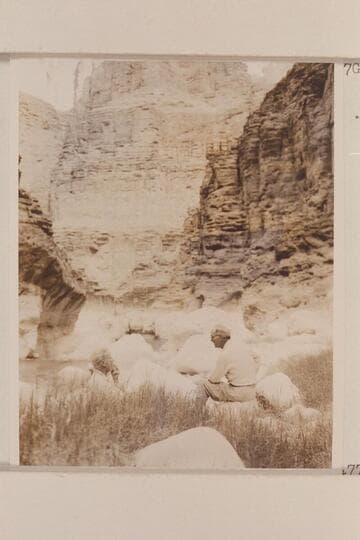 Joe Desloge (left) talks the situation over with Randall Henderson at the mouth of Supai Creek; Nevills party