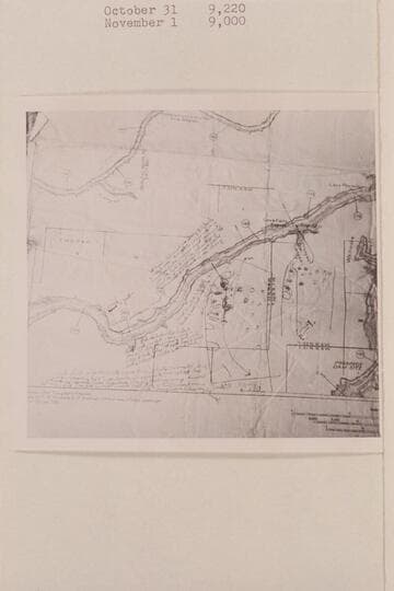 Holmstrom's sketch of Vulcan Rapid from his maps.  Homstrom portaged at this rapid 1937, Nov. 18