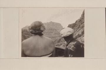 Cruising at the head of Lake Mead at end of 1951 power run.  Frances Belknap and Edi Jaun in the "Step-in-Again."