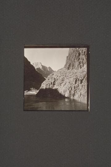 Left bank; Separation Rapid where Powell climbed over the crags and pinnacles and got rimmed.  ???