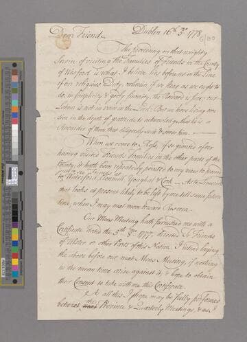 Gough, James. Letter to Richard Shackleton