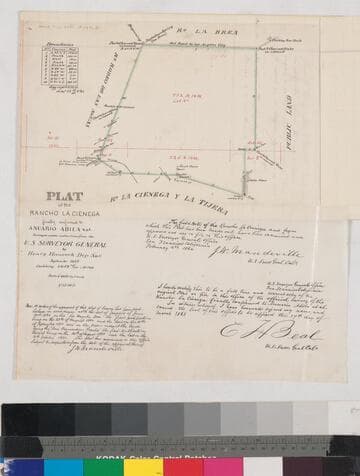 Rancho las Ciénegas : S59 - Plat of the Rancho la Cienega finally confirmed to Anuario sic Abila et al