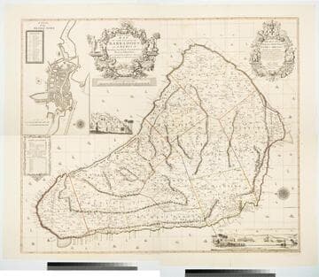 New and Exact Map of the Island of Barbadoes in America, According to an Actual and Accurate Survey made by William Mayo