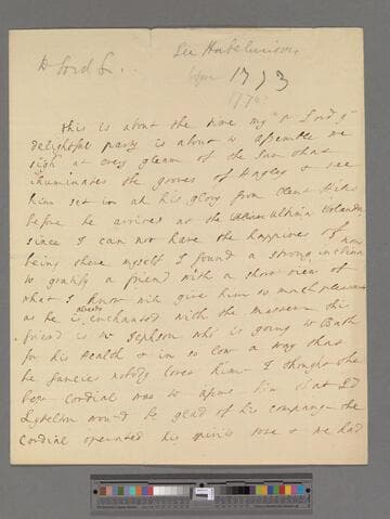 Vesey, Elizabeth (Vesey) Handcock. Letter to George Lyttelton, 1st Baron Lyttelton of Frankley
