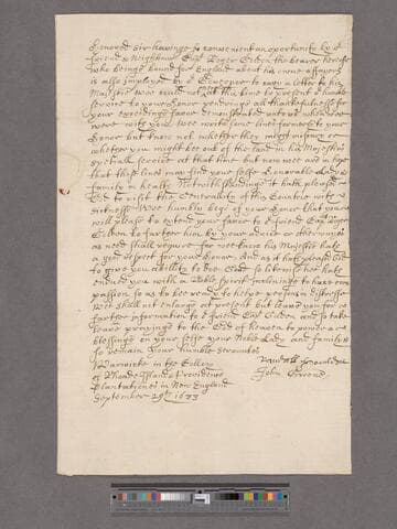 Howldon, Randall & Greene, John. Letter to Sir Robert Southwell