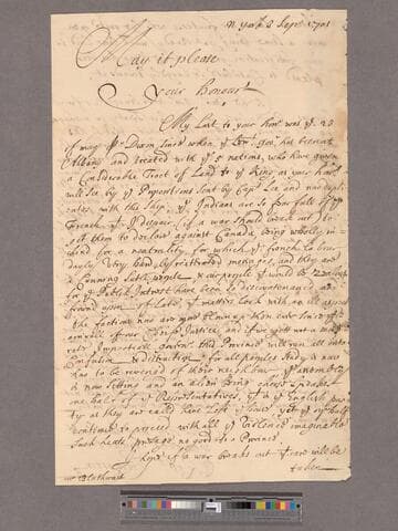 Livingston, Robert. Letter to William Blathwayt