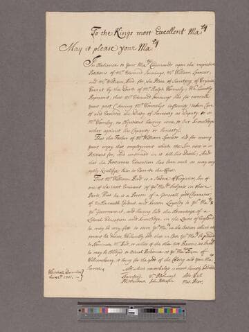 Great Britain. Board of Trade. To the Kings Most Excellent Majesty [William III : Representation about the Secretary's place in Virginia]