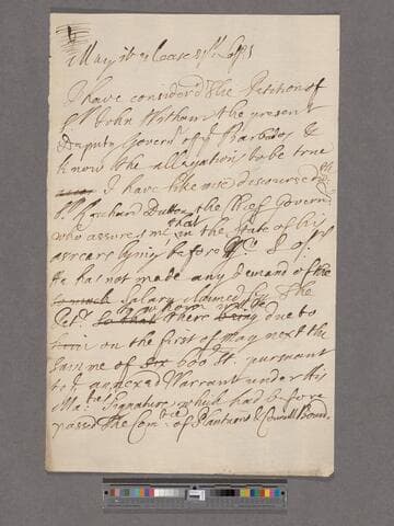 Blathwayt, William. Report to the Lords of the Treasury on the Petition of Sir John Witham