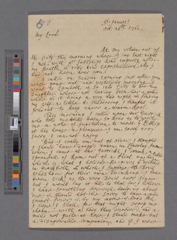 Monsey, Messenger. Letter to William Pulteney, Earl of Bath