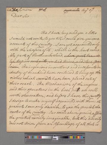 Montagu, Elizabeth (Robinson). Letter to Lord Thomas Lyttleton, 2nd Baron Lyttleton of Frankley