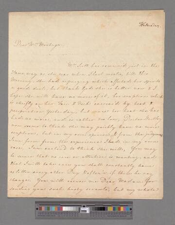 Montagu, Lady Barbara. Letter to Elizabeth (Robinson) Montagu