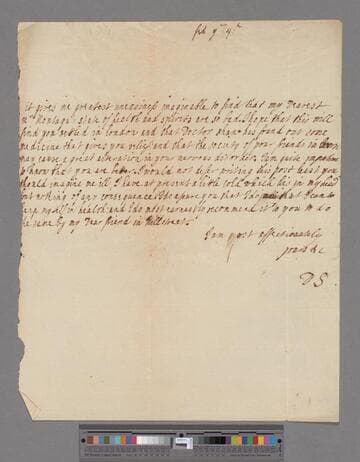 Montagu, Dorothy (Fane), Countess of Sandwich. Letter to Elizabeth (Robinson) Montagu