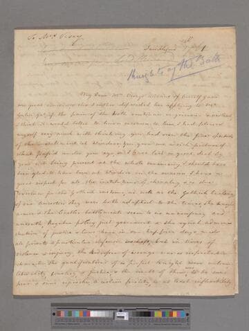 Montagu, Elizabeth (Robinson). Letter to Elizabeth (Vesey) Handcock Vesey