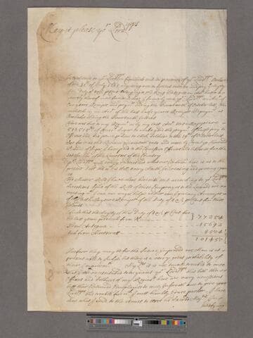 Bridge, Sir Tobias. Letter to the Privy Council